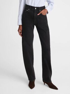 Madewell Balloon Barrel Leg High Rise Slant Pockets Jeans Black Size 25 NWT